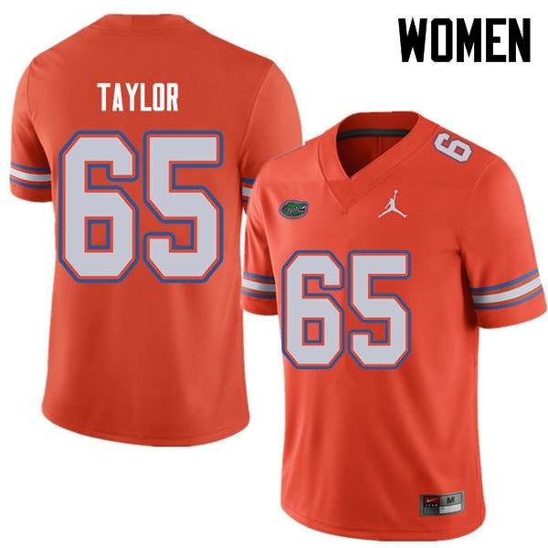 Women's NCAA Florida Gators Jawaan Taylor #65 Stitched Authentic Jordan Brand Orange College Football Jersey AEK2665IN